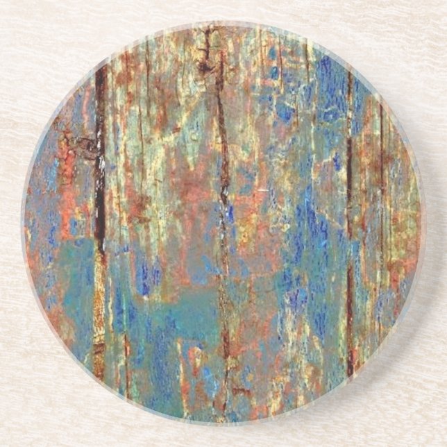 Grungy Wood Fence Sandstone Coaster (Front)