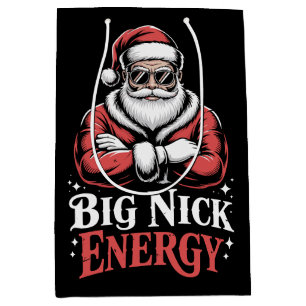 Grunt Style Big Nick Energy Funny Santa Christmas  Medium Gift Bag