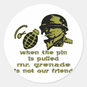 Grunt When The Pin Is Pulled Mr. Grenade Classic Round Sticker