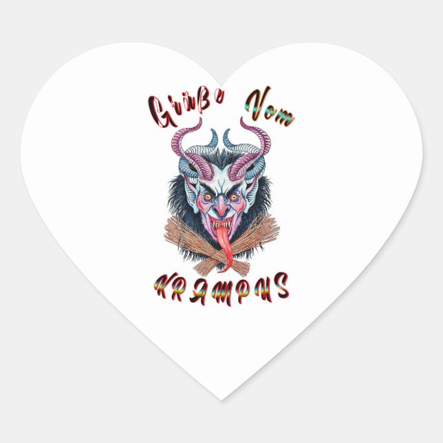 Grüße Vom Krampus Yule Devil December Krampusnacht Heart Sticker (Front)