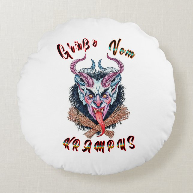 Grüße Vom Krampus Yule Devil December Krampusnacht Round Pillow (Front)