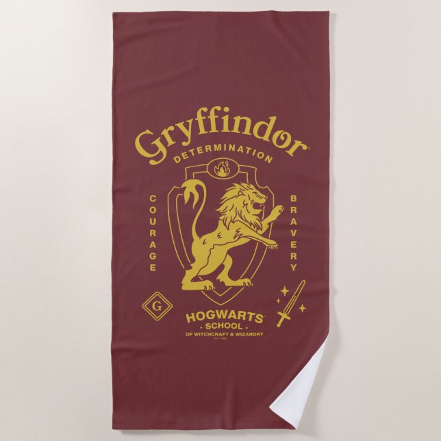 GRYFFINDOR™ Determination Courage Bravery Crest Beach Towel (Front)