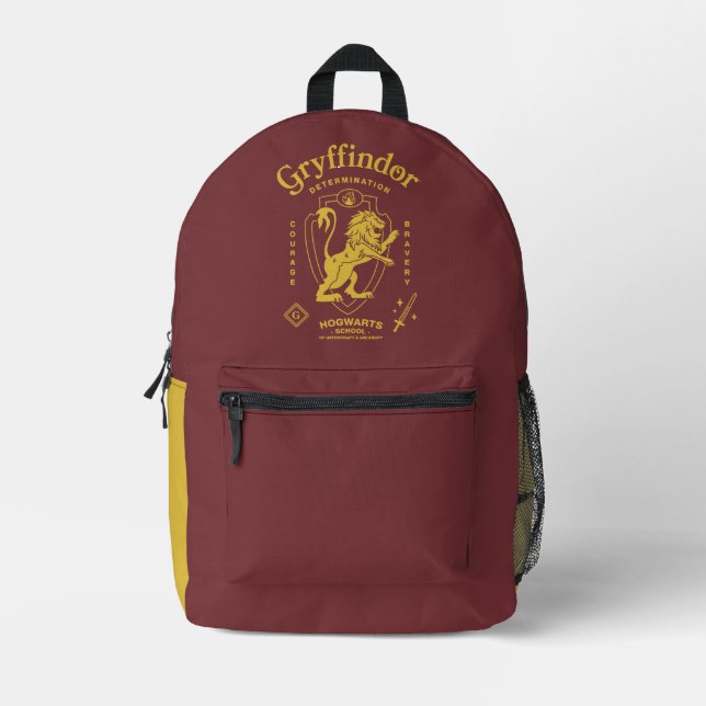 GRYFFINDOR™ Determination Courage Bravery Crest Printed Backpack (Front)