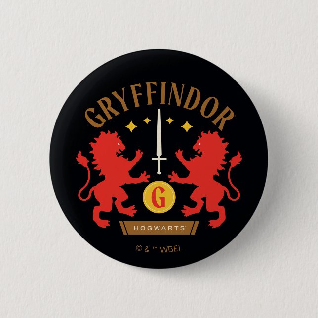 GRYFFINDOR™ House Double Lion Sword Graphic 2 Inch Round Button (Front)