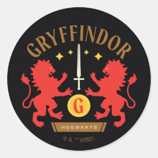 GRYFFINDOR™ House Double Lion Sword Graphic Classic Round Sticker