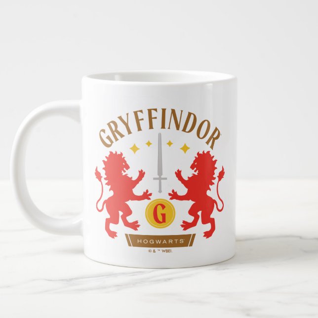 GRYFFINDOR™ House Double Lion Sword Graphic Large Coffee Mug (Left)
