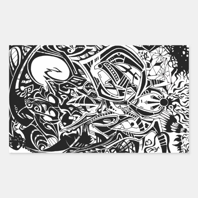 GRYM - Black & White Abstract Art Sticker (Front)