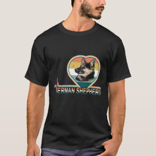 GSD001 - Retro German Shepherd Heartbeat Vintage T-Shirt