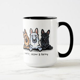 GSD Black White and Tan Personalized Mug