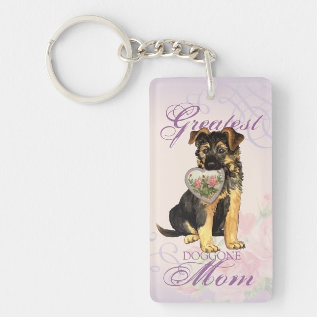 GSD Heart Mom Keychain (Front)