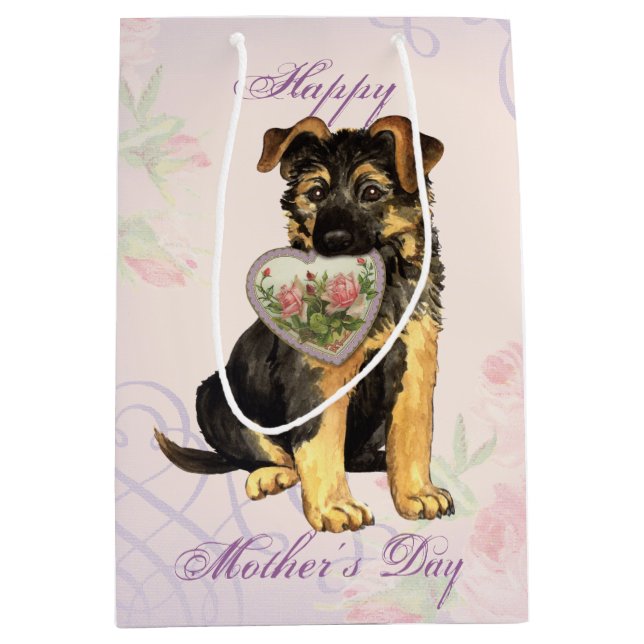 GSD Heart Mom Medium Gift Bag (Front)