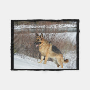 GSD in Winter Snow Fleece Blanket