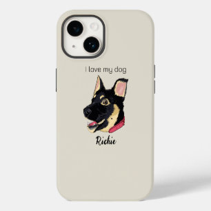 GSD Puppy Illustration Monogram Dog Lover Gift iPhone 14 Case