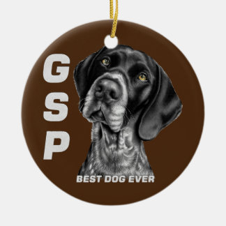 GSP German Short Haired Pointer Dog Mom Dad Best Ceramic Ornament