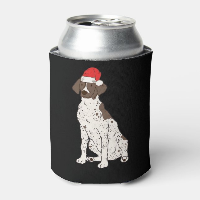 GSP German Shorthaired Pointer Christmas Santa Dog Can Cooler (Can Front)