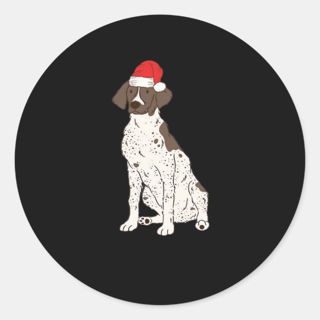 GSP German Shorthaired Pointer Christmas Santa Dog Classic Round Sticker (Front)