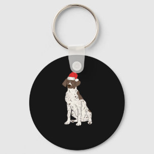 GSP German Shorthaired Pointer Christmas Santa Dog Keychain