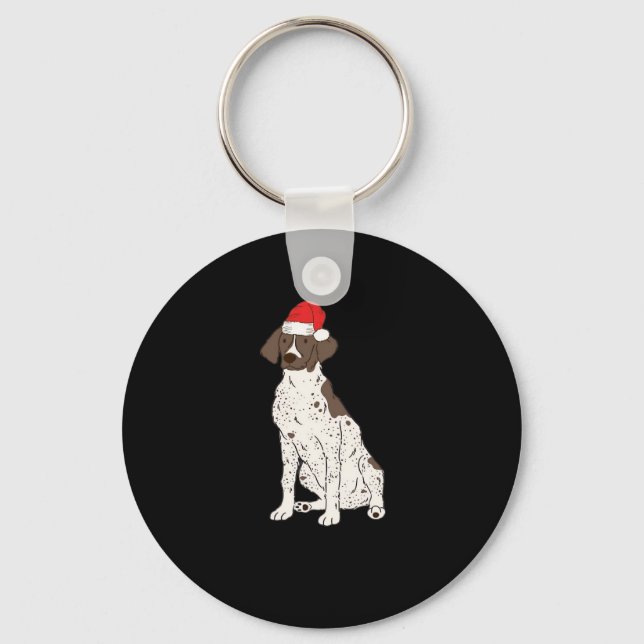GSP German Shorthaired Pointer Christmas Santa Dog Keychain (Front)