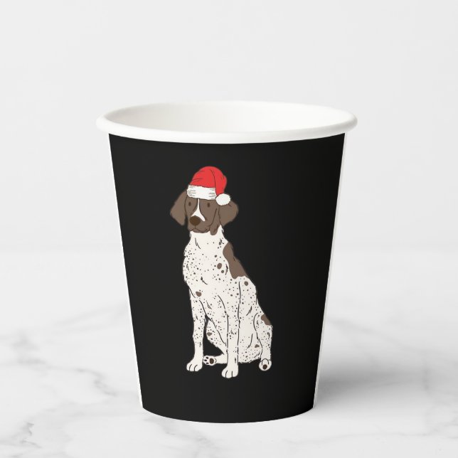 GSP German Shorthaired Pointer Christmas Santa Dog Paper Cups (Front)