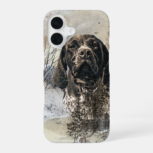 GSP, German Shorthaired Pointer iPhone 16 Case (Back)