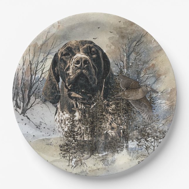 GSP, German Shorthaired Pointer Paper Plate (Front)