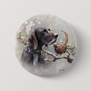 GSP Hunting Art – Precision, Passion, and Pheasant 2 Inch Round Button