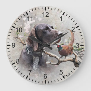 GSP Hunting Art – Precision, Passion, and Pheasant Large Clock