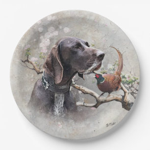 GSP Hunting Art – Precision, Passion, and Pheasant Paper Plate