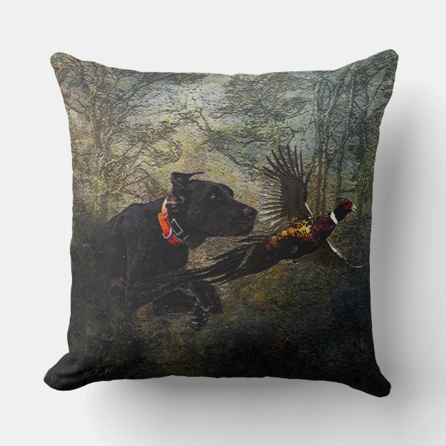 GSP , Hunting pheasant  Throw Pillow (Front)