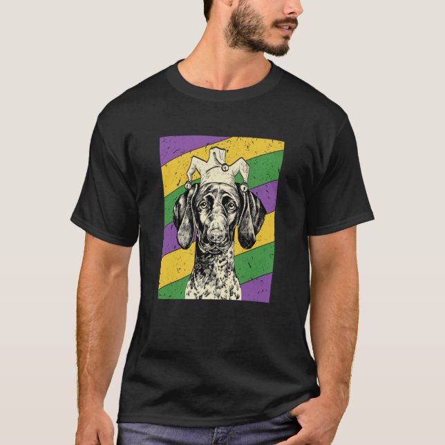 GSP Jester Mardi Gras Dog Mom or Dad T-Shirt (Front)