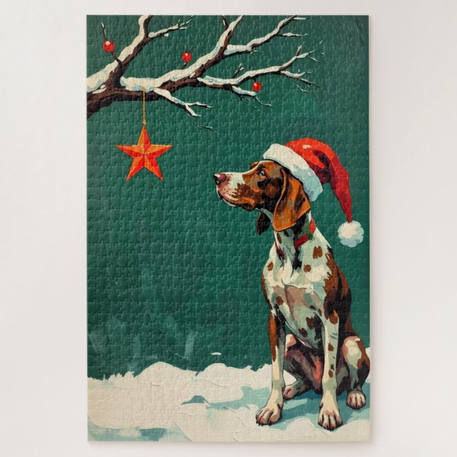 GSP Pointing at the Christmas Star Hat Jigsaw Puzzle (Vertical)