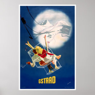 Gstaad Travel Art Switzerland Ski Poster Sports