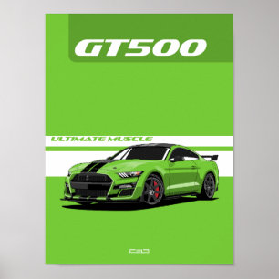GT500 Muscle Car Poster – Green
