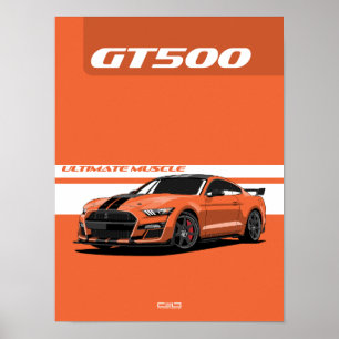 GT500 Muscle Car Poster – Orange