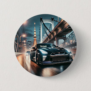 GT-R nissan tokyo japan japanese car daikoku 2 Inch Round Button