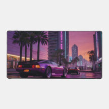 GTA 6 Vibe Desk Mat Retro Car dans Neon Desk Mat