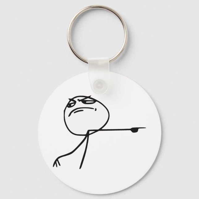 GTFO Get Out Guy Rage Face Comic Meme Keychain (Front)