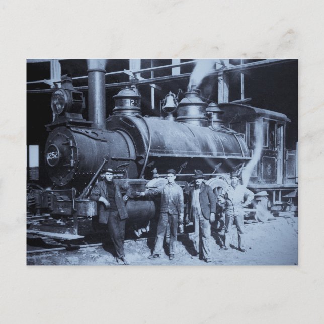 GTW Steam Engine #1252 at the Roudhouse Postcard (Front)