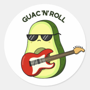 Guac And Roll Funny Avocado Pun  Classic Round Sticker