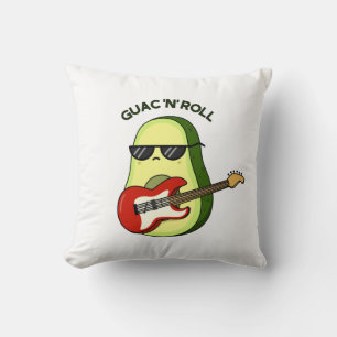 Guac And Roll Funny Avocado Pun  Throw Pillow