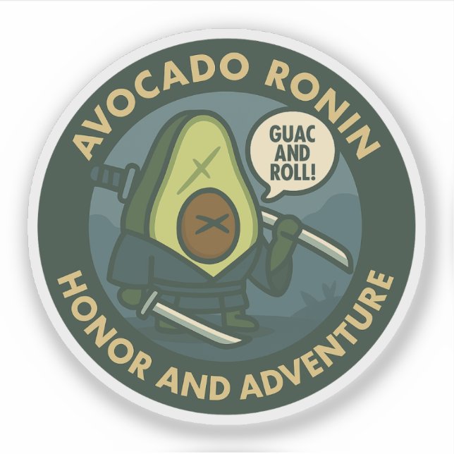 Guac And Roll Samurai Avocado Graphic (Front)