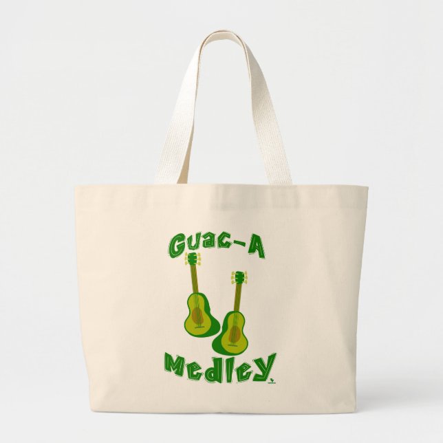 Guac Medley Guacamole Avocado Fun Guitar Art Large Tote Bag (Front)
