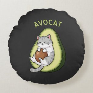 Guac Meow Mode Round Pillow