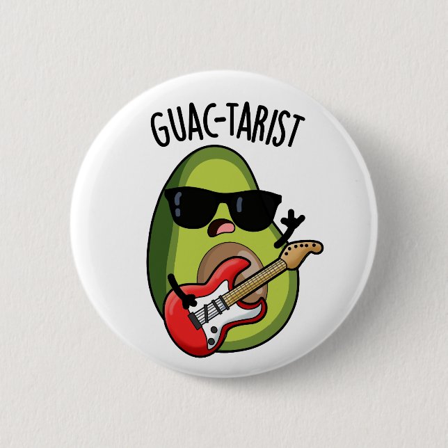 Guac-tarist Funny Avocado Pun  2 Inch Round Button (Front)