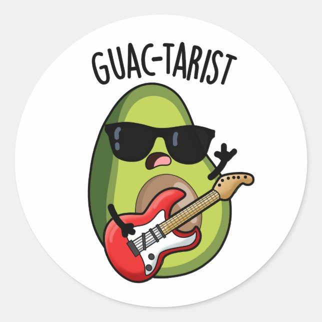 Guac-tarist Funny Avocado Pun  Classic Round Sticker (Front)