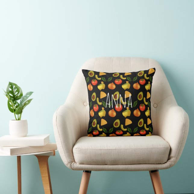 Guacamole And Tortilla Chips Throw Pillow (Chair)