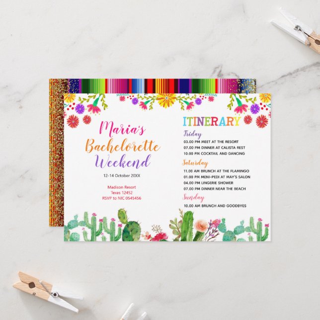 GUACAMOLE CACTUS Week-end Itinéraire Invitation (Devant/Arrière en situation)