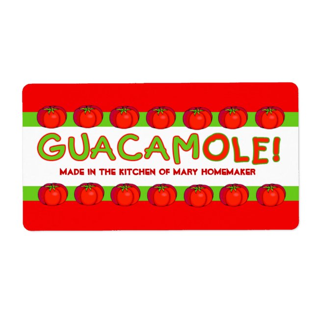 GUACAMOLE Labels for Customizing (Front)