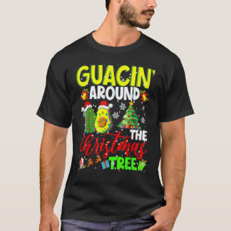 Guacin' Around Xmas Tree Christmas Santa Avocado V T-Shirt