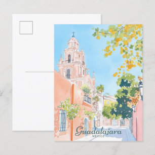 Guadalajara Mexico Gouache Illustration Travel Postcard
